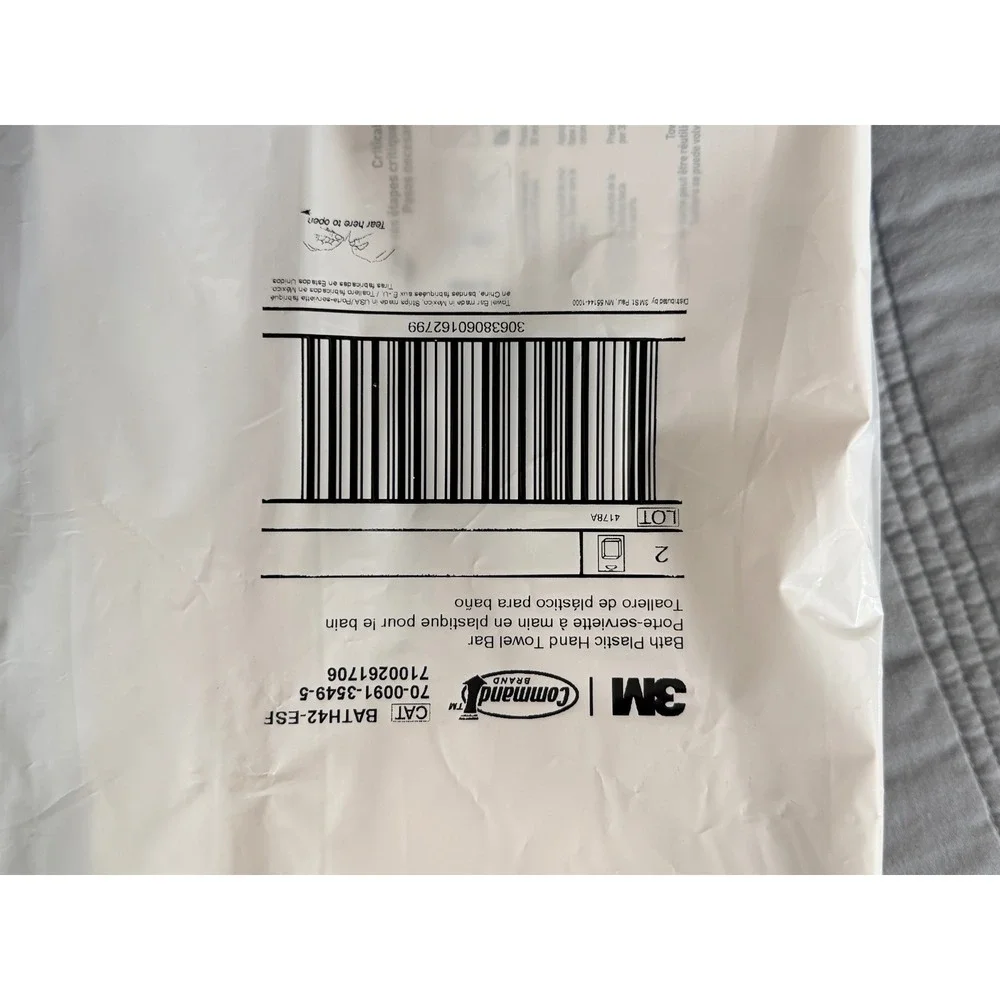 3M Command Bath Hand Towel Bar White BATH42-ESF 2 Pack Damage‎ Free NEW